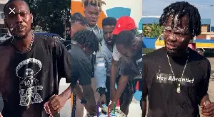Tulenkey, Fameye & Quamina MP engage in birthday cake ‘fight’ on Watsup TV [Videos]