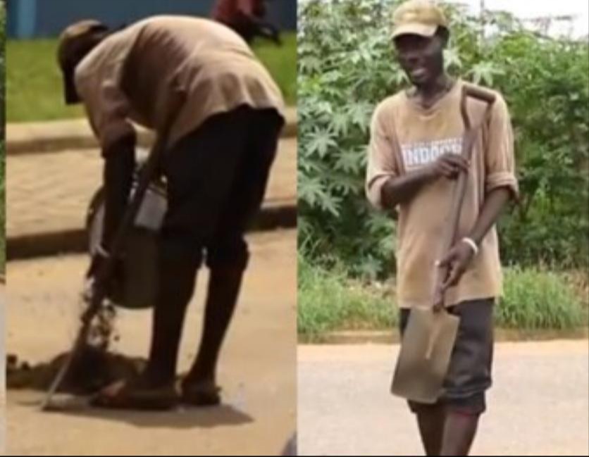 Taxi Driver In Ghana Skip Work To Fill In Potholes